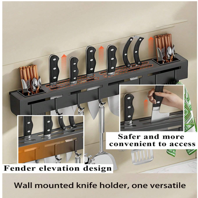 Multifunctional Wall-Mounted Kitchen Utensil Rack (7-in-1) - My Store