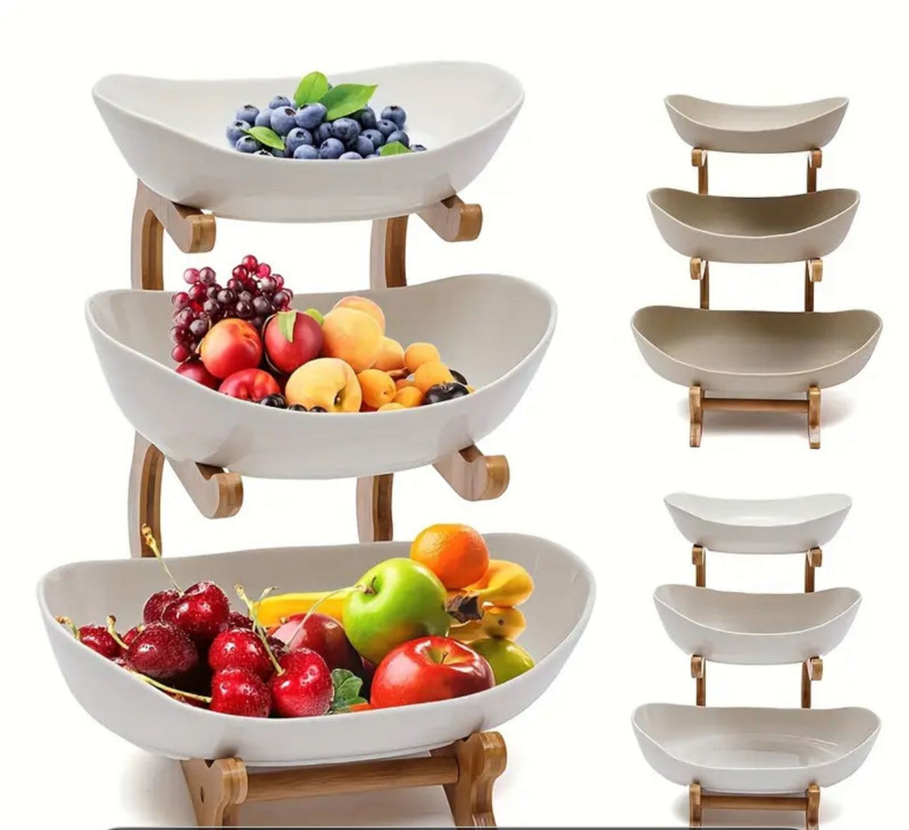 Fruit Basket with Wooden Stand