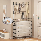 Multifunctional Entryway Organizer with Coat Rack & Shoe Cabinet