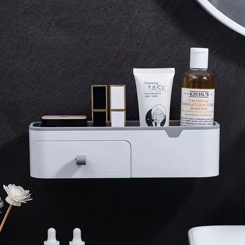 Multifunctional Wall-Mounted Organizer with Drawer | No-Drill Storage Rack