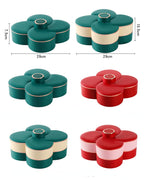 2 layer rotating dry fruit tray is a beautifully designed flower-shaped storage organizer