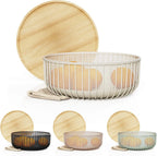 Metal Wire Mesh Fruit Basket with Wooden Lid (Fly-Proof) - My Store