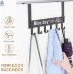 “Nice Day” 6-Hook Over-the-Door Hanger – Space-Saving Metal Door Rack
