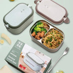 Electric Heated Lunch Box – Stainless Steel, 2-Compartment Portable Food Warmer
