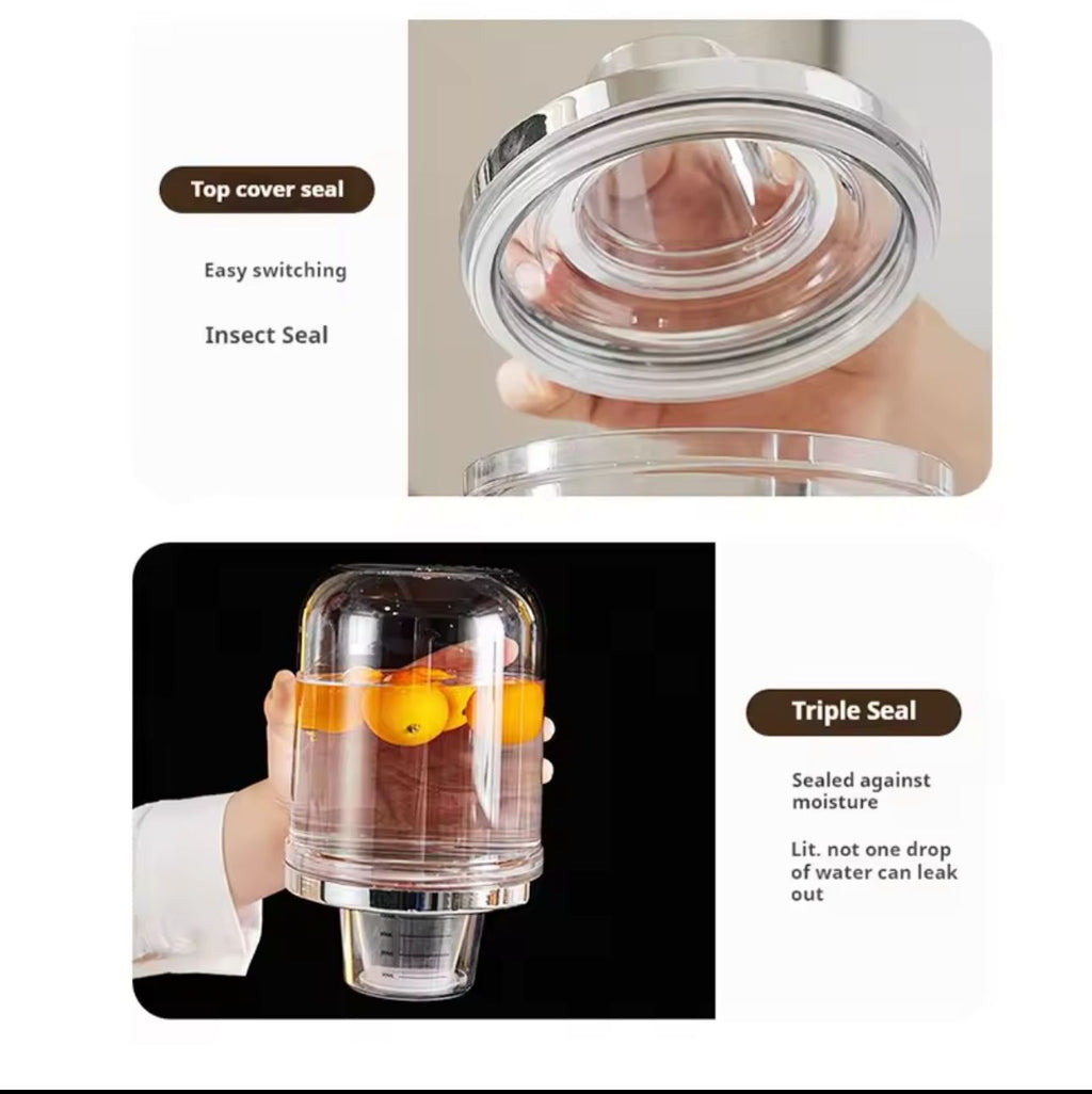 Premium Airtight Food Storage Canister with Measuring Cup Lid