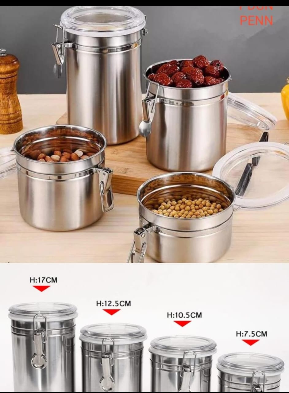 Airtight Stainless Steel Canister Set – 4 Pcs - My Store
