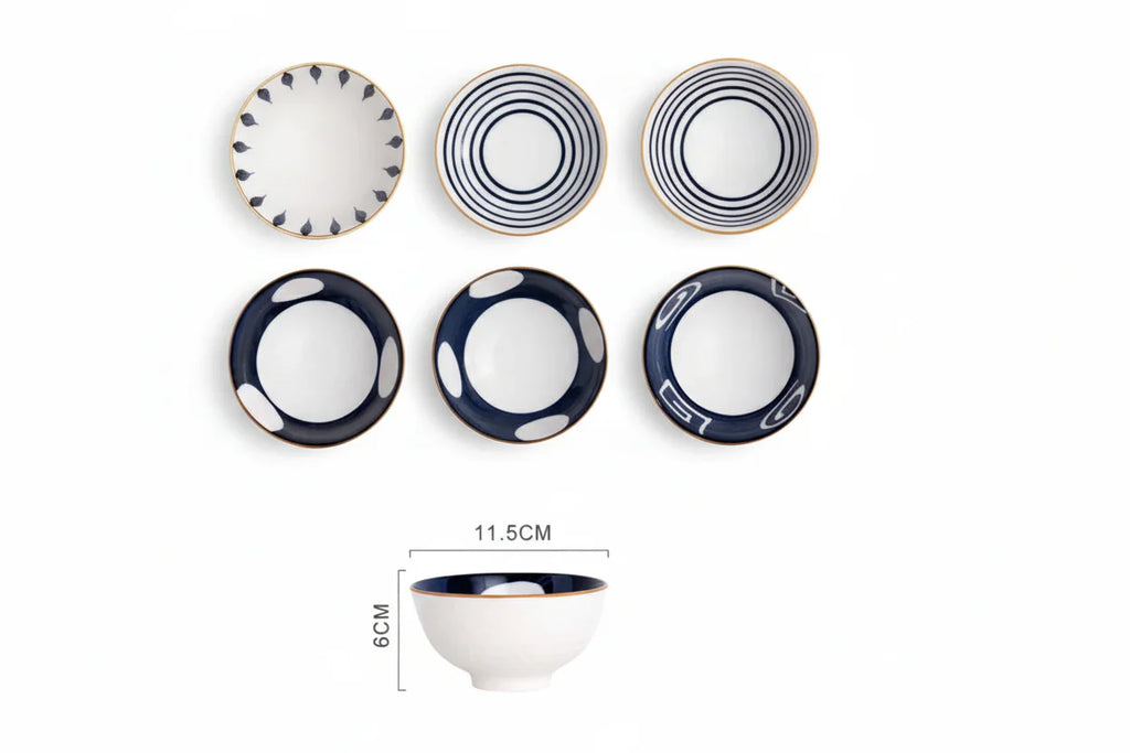 Japanese Style 6-Piece Ceramic Bowl Set
