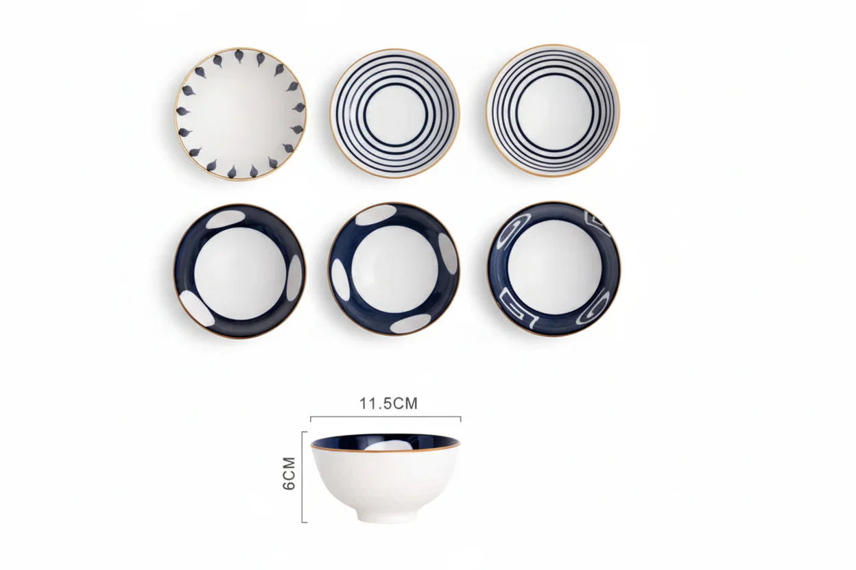 Japanese Style 6-Piece Ceramic Bowl Set