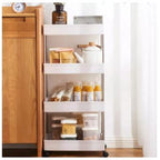 4 Layer Gap Kitchen Storage Trolley Rack Slim Slide Tower Movable Assemble Plastic Bathroom Shelf Wheels