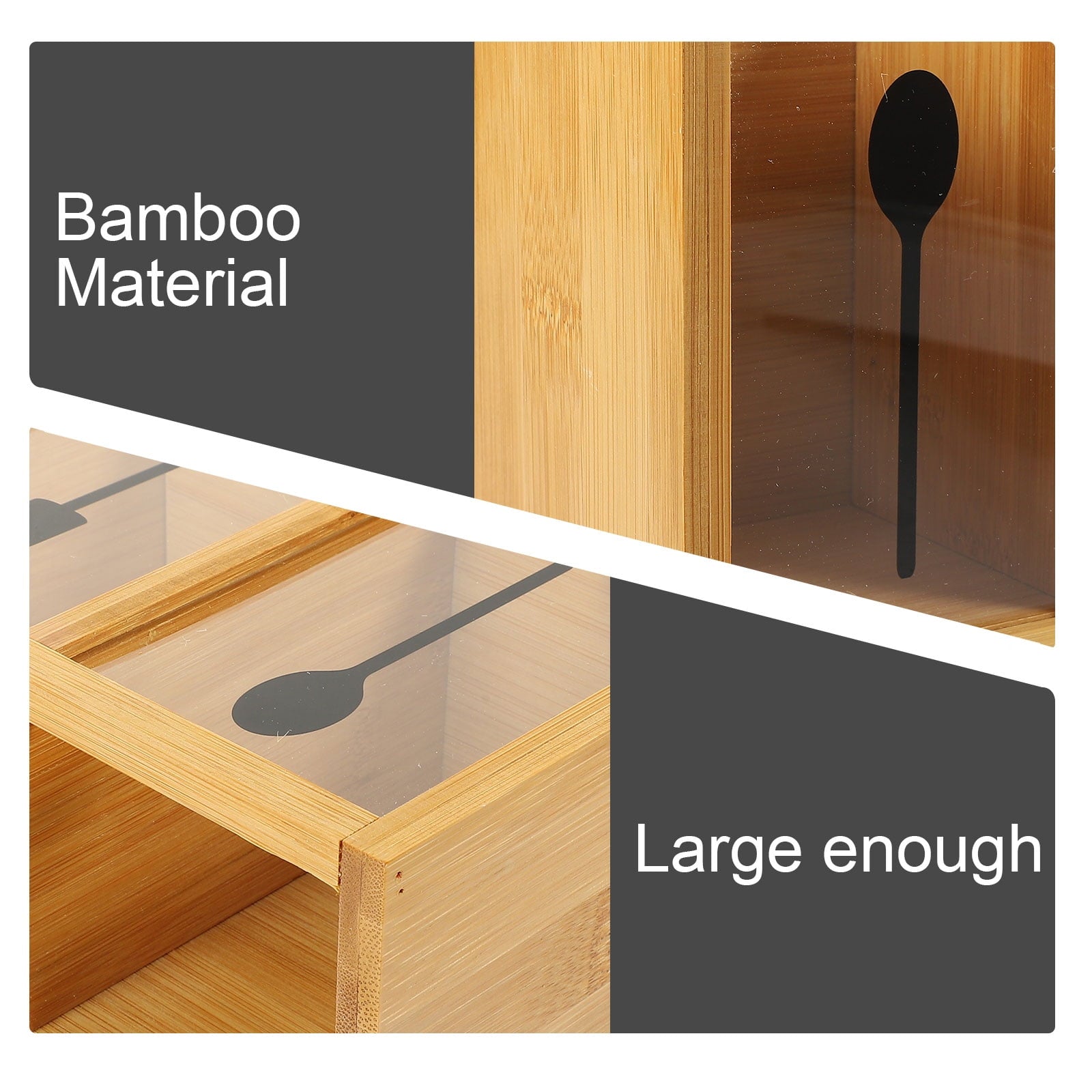 Bamboo Cutlery Holder Organizer