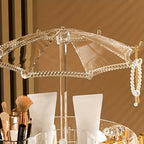 Umbrella Makeup Organizer – Transparent 360° Rotating Cosmetic Storage Box