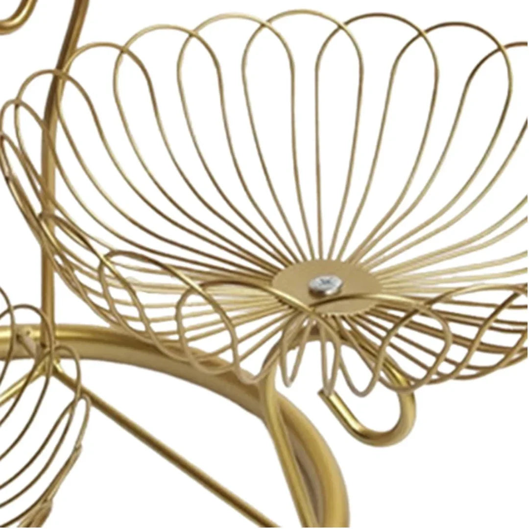 3-Tier Gold Lotus Wire Fruit Basket & Multi-Purpose Serving Stand