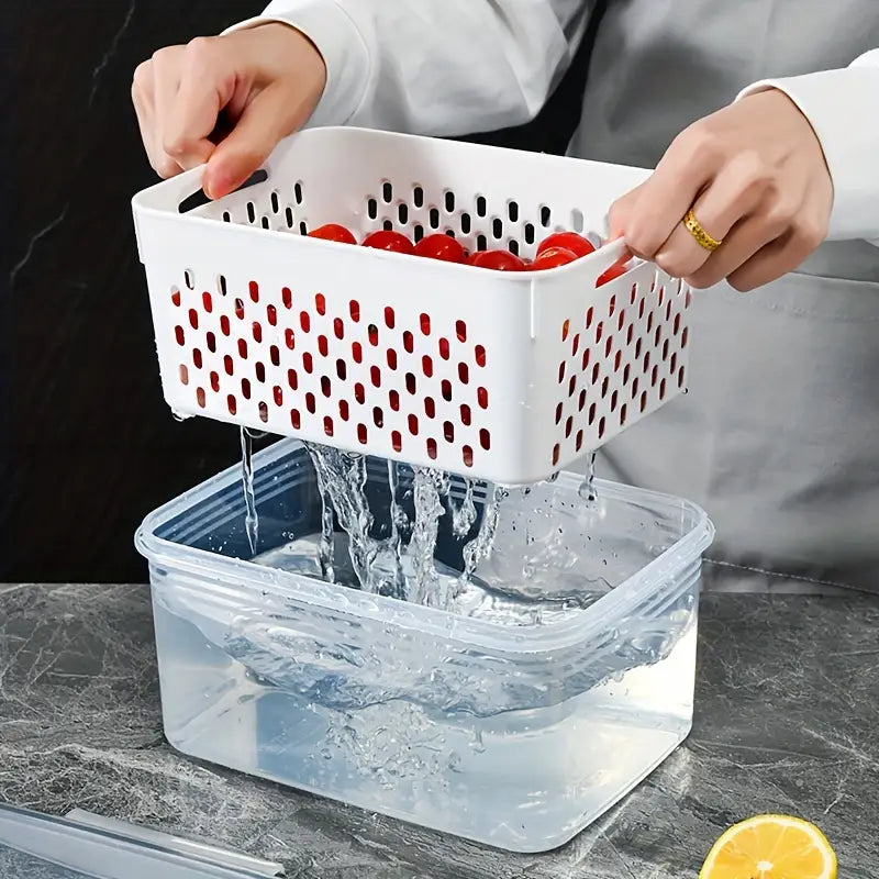 3-Piece Fresh-Keeping Fridge Organizer Set with Drain Baskets