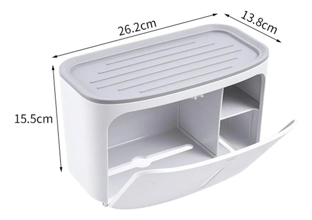 2-Tier Waterproof Wall-Mounted Toilet Paper Holder with Shelf