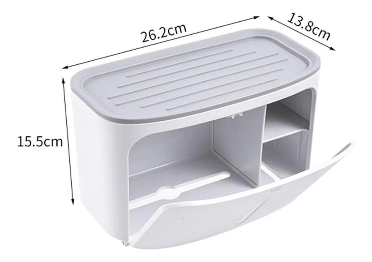 2-Tier Waterproof Wall-Mounted Toilet Paper Holder with Shelf