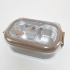Stainless Steel Children Bento Lunch Box, Bear Cartoon Lunch Box Container Double Sided Lock Design