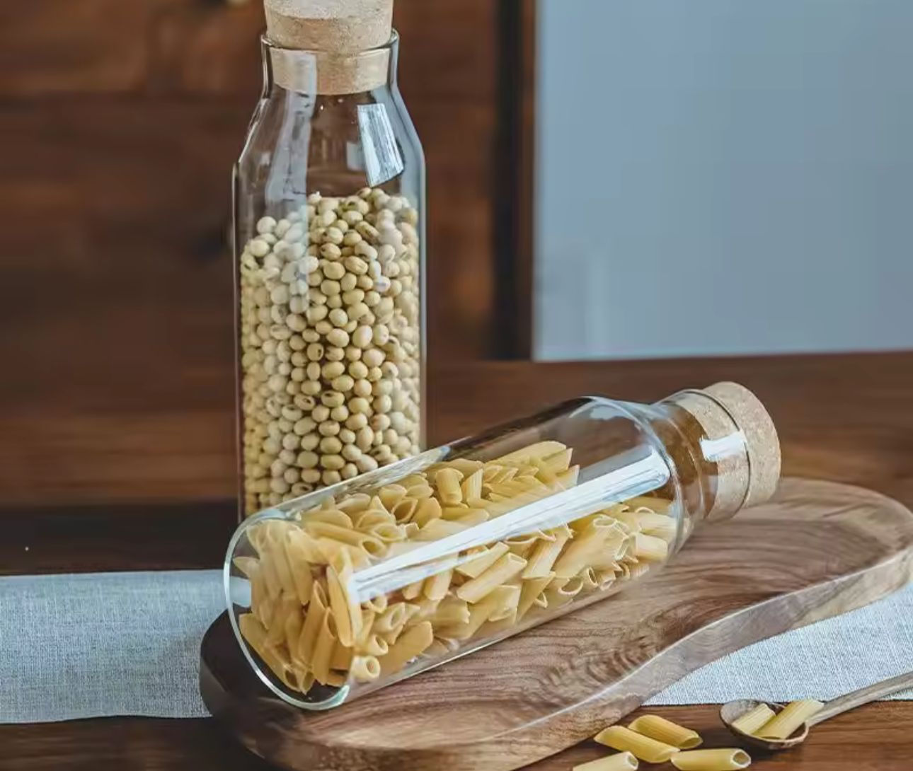 Premium Borosilicate Glass Jar Bottle with Wooden Cork