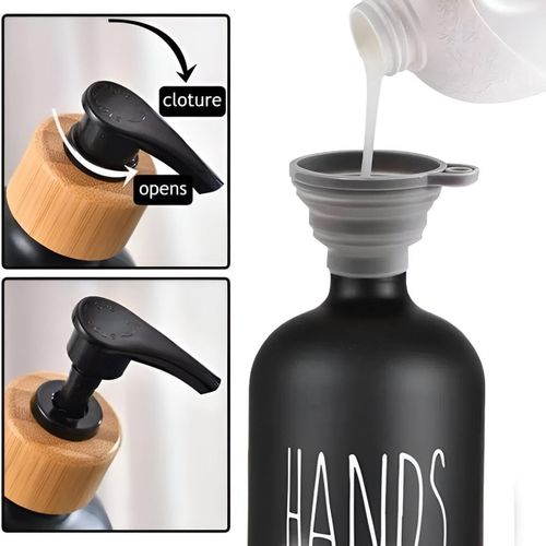 Premium: Luxe Glass Soap Dispenser Set with Bamboo Pumps & Organizing Tray (Set of 2) - My Store