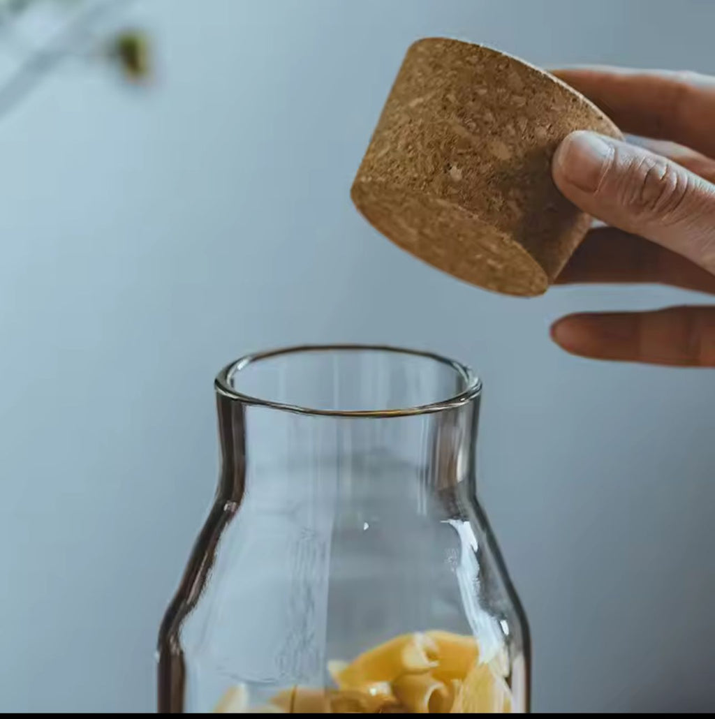 Premium Borosilicate Glass Jar Bottle with Wooden Cork