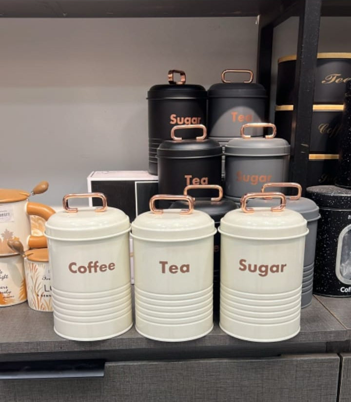 3-Piece Kitchen Canister Set (Tea, Coffee & Sugar)