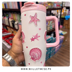 SITARAYURI 1000ml 3D Ocean Shell Pearl Straw Tumbler – Insulated Stainless Steel Cup