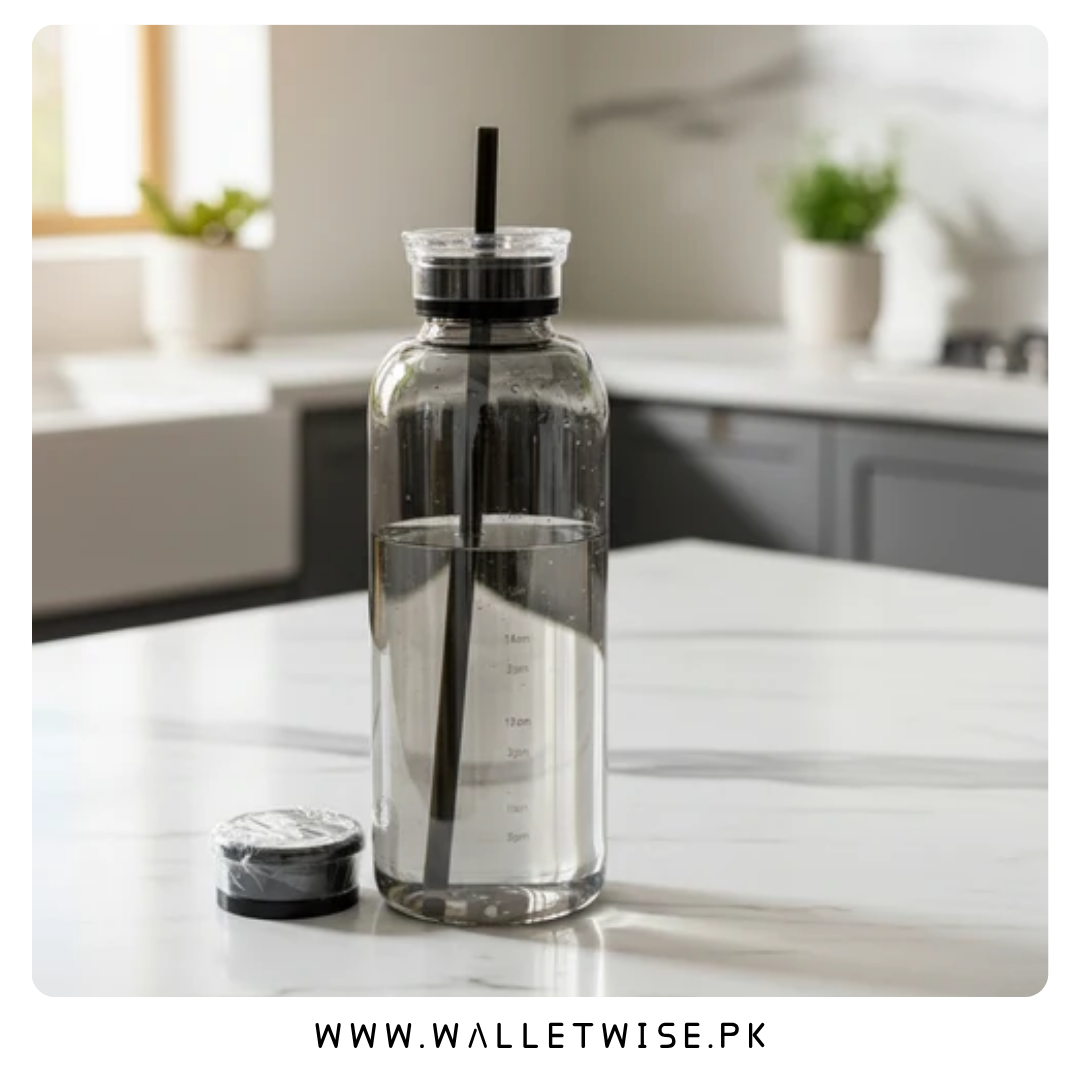Time-Marked Gradient Glass Water Bottle 750ml