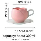 Tulip Ceramic Coffee Cup & Leaf Saucer Set (200–250ml)