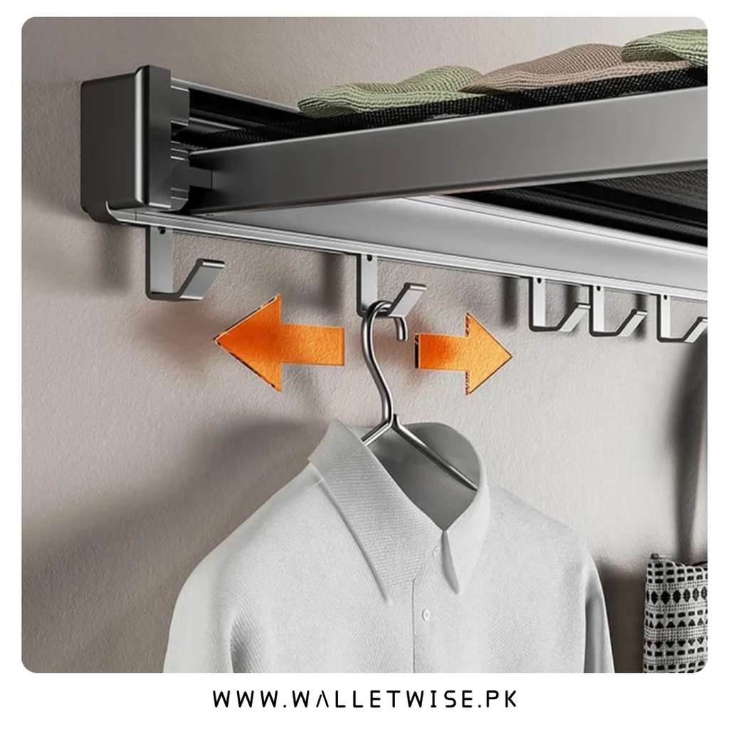 Retractable Clothes Drying Rack With Template, Wall Mount Mesh Breathable Aluminium Laundry Drying Rack, Windproof Hole Design, Indoor-Outdoor Use, Mesh Laundry Drying Rack Bathroom Shelf